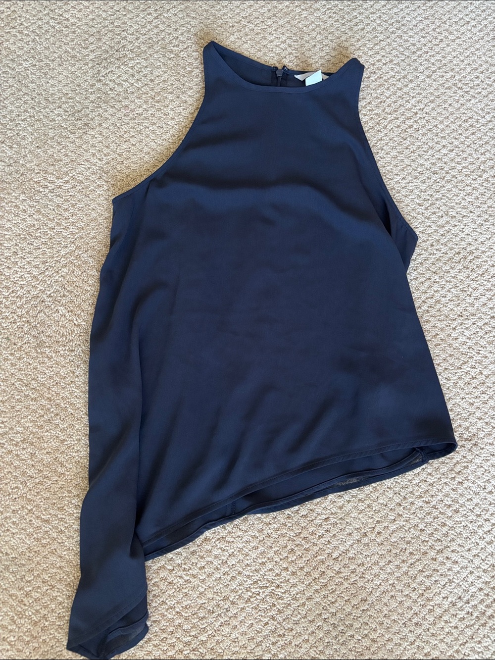 Worn Once H&M Navy Sleeveless Asymmetrical Blouse